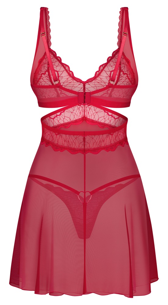 OBS Cupide Desir Obsessive Babydoll Roșu din Dantelă cu Tanga - imagine 4