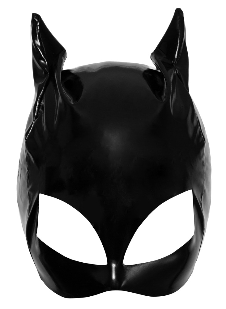 Vinil Cat Mască S-L Black Level cu Urechi și Decupaje pentru Ochi - imagine 5