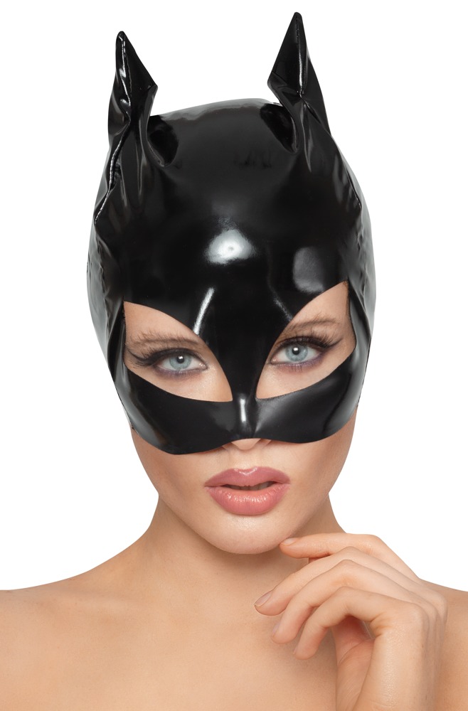 Vinil Cat Mască S-L Black Level cu Urechi și Decupaje pentru Ochi - imagine 2