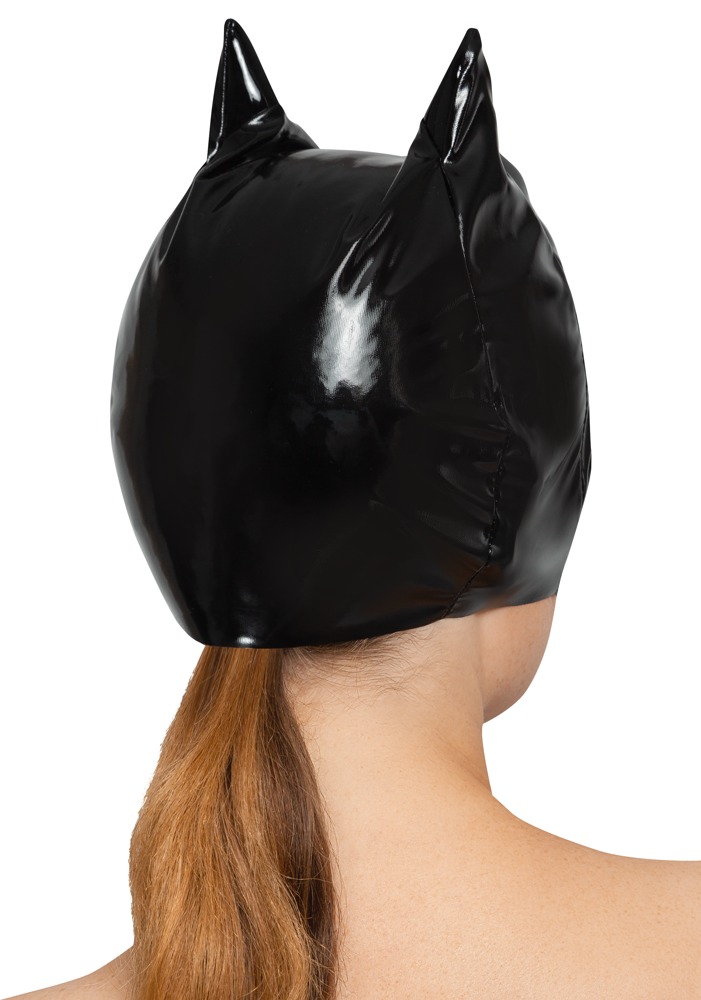 Vinil Cat Mască S-L Black Level cu Urechi și Decupaje pentru Ochi - imagine 4