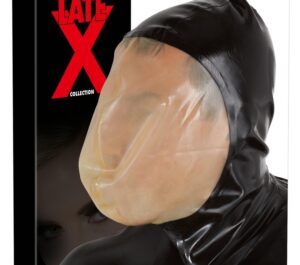 Latex Vacuum Mască Neagră cu Fermoar și Orificiu pentru Aer