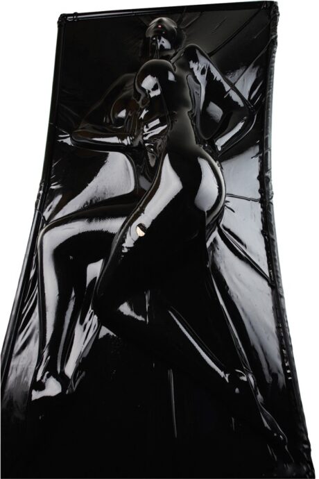 Latex Vacuum Bed Negru 100x200 cm cu Fermoar și Tuburi
