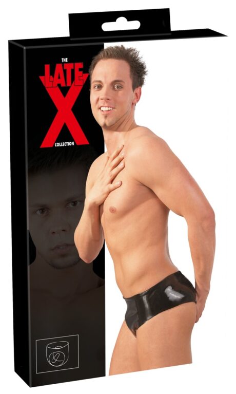 Slip din Latex pentru Bărbați Negru M/L cu Dildo Anal Integrat