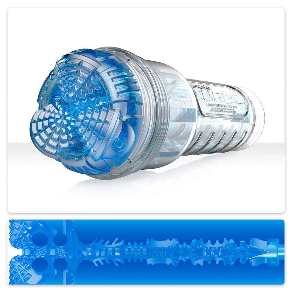 Fleshlight Turbo Core Masturbator Transparent Albastru cu Canal Texturat - imagine 2