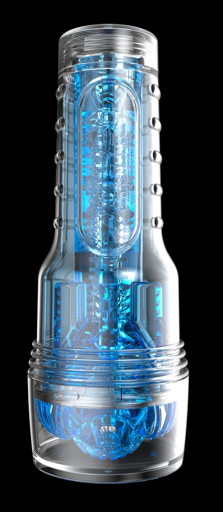 Fleshlight Turbo Core Masturbator Transparent Albastru cu Canal Texturat - imagine 5