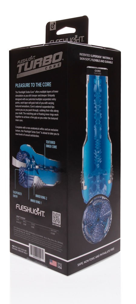 Fleshlight Turbo Core Masturbator Transparent Albastru cu Canal Texturat - imagine 6