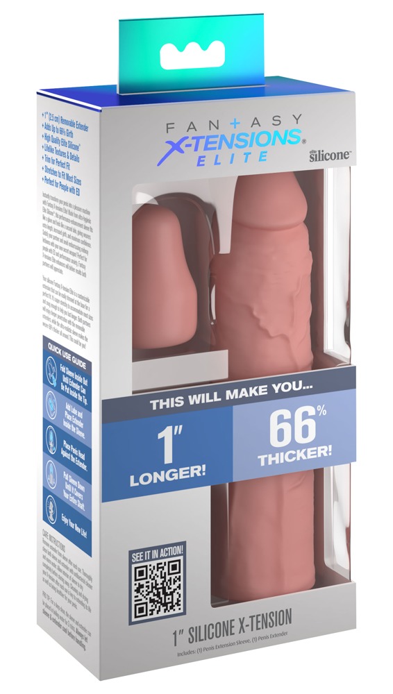 FXTE 1 X-Tension Light Manson Penis din Silicon cu Extensie 5,1 cm