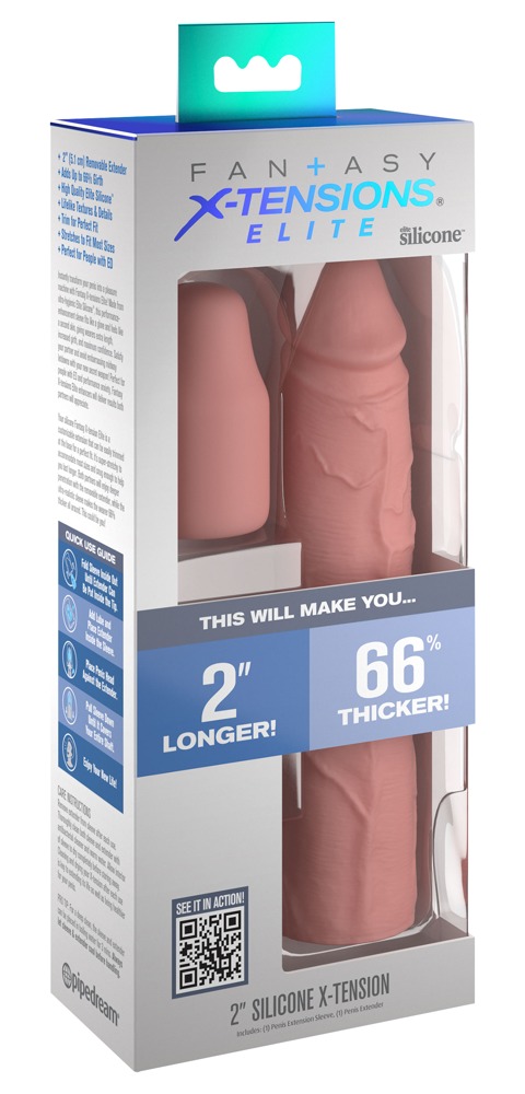 FXTE 2 X-Tension Light Manșon Penis din Silicon cu Extensie 7,1 cm