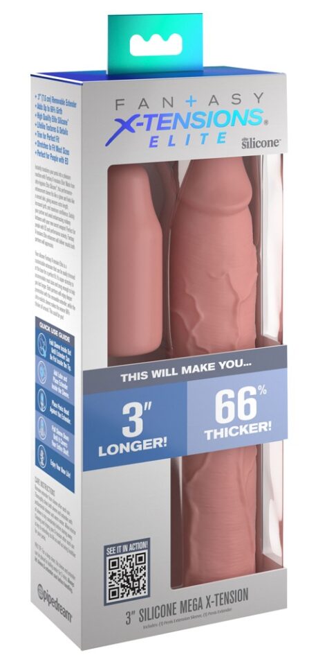Fantasy X-Tensions Elite FXTE 3 Mega X-Tension Extensie Penis din Silicon, 22,9 cm