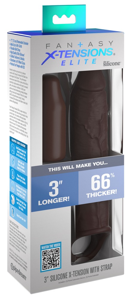 Extensie pentru Penis din Silicon cu Inel pentru Testicule FXTE 3 X-tension Maro