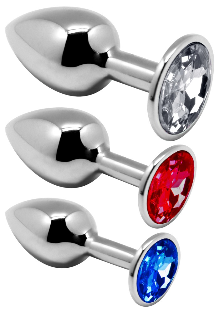 Alive Metal Plug Kit Set 3 Dopuri Anale Metalice cu Cristale - imagine 2