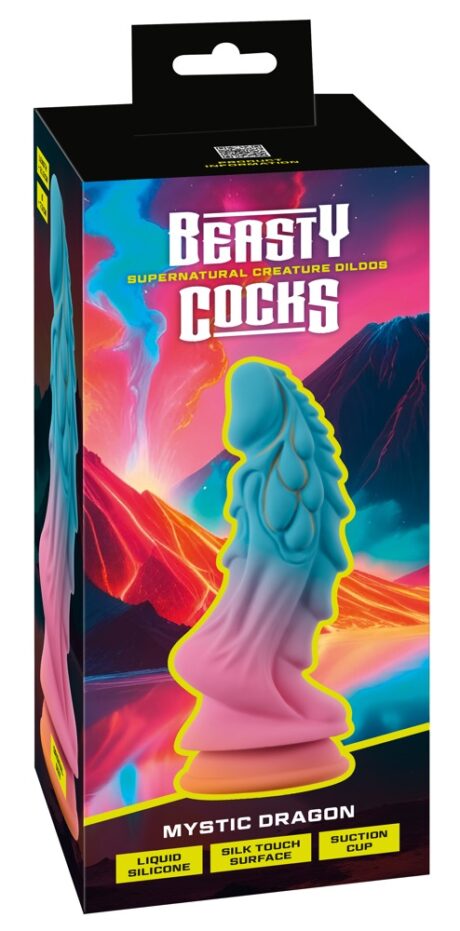 You2Toys Beasty Cocks Mystic Dragon Dildo din Silicon cu Ventuză, Fosforescent, 21,5 cm