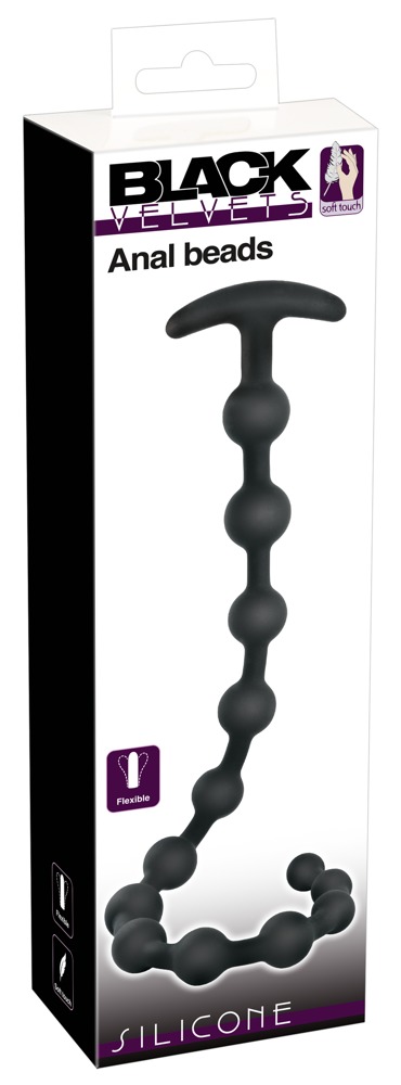 Black Velvets Bile Anale din Silicon, 13 Bile, Negru, 50 cm