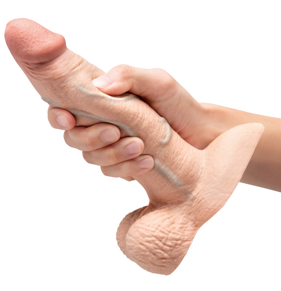 b-Vibe Slipskin 7 Girthy Crea Dildo Realist 17.8 cm cu Ventuză - imagine 7