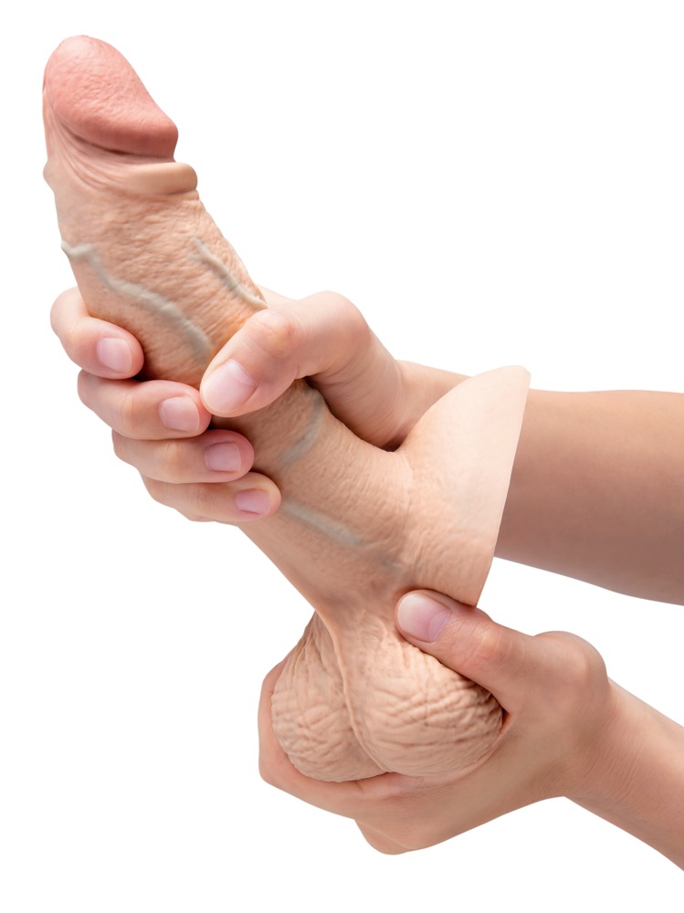 b-Vibe Slipskin 7 Girthy Crea Dildo Realist 17.8 cm cu Ventuză - imagine 8