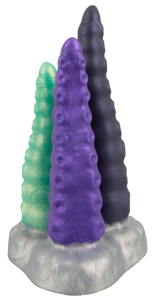 Beasty Cocks Triple Tentacle – Dildo Triplu din Liquid Silicone, Flexibil și Texturat - imagine 4