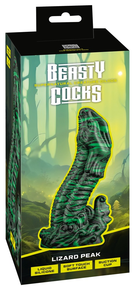 Beasty Cocks Lizard Peak Dildo cu Ventuză din Silicon Lichid 22 cm