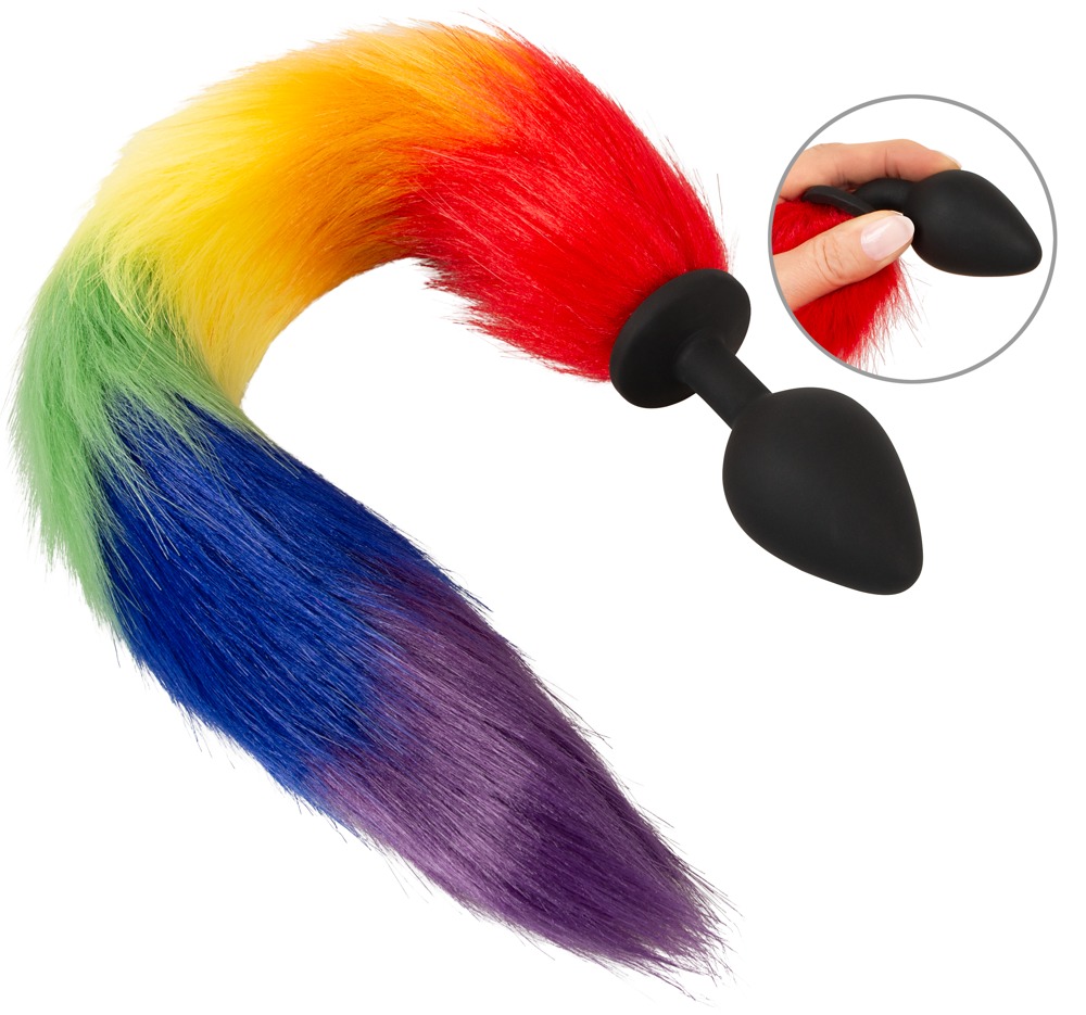 Fluffy Tail Rainbow You2Toys Dop Anal din Silicon cu Coadă Curcubeu - imagine 2