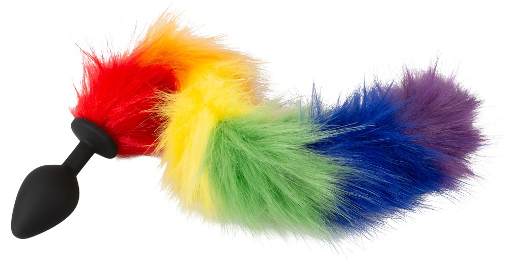 Fluffy Tail Rainbow You2Toys Dop Anal din Silicon cu Coadă Curcubeu - imagine 3