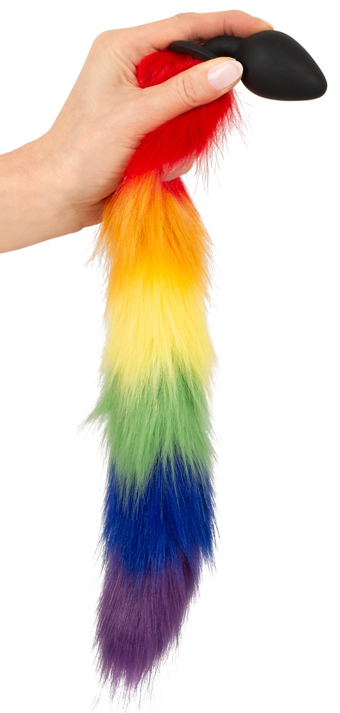 Fluffy Tail Rainbow You2Toys Dop Anal din Silicon cu Coadă Curcubeu - imagine 6