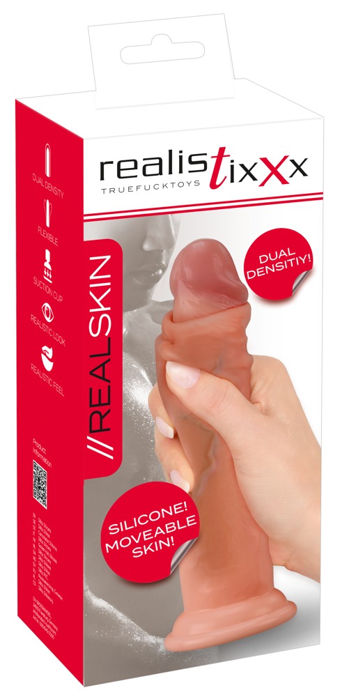 Realistixxx Moveable Skin Dildo Realist din Silicon Dual Density cu Ventuză