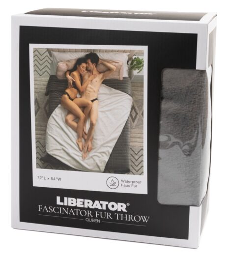 Liberator Faux Fur Fascinator Pătură Protectoare Impermeabilă Gri/Negru, 183 x 137 cm