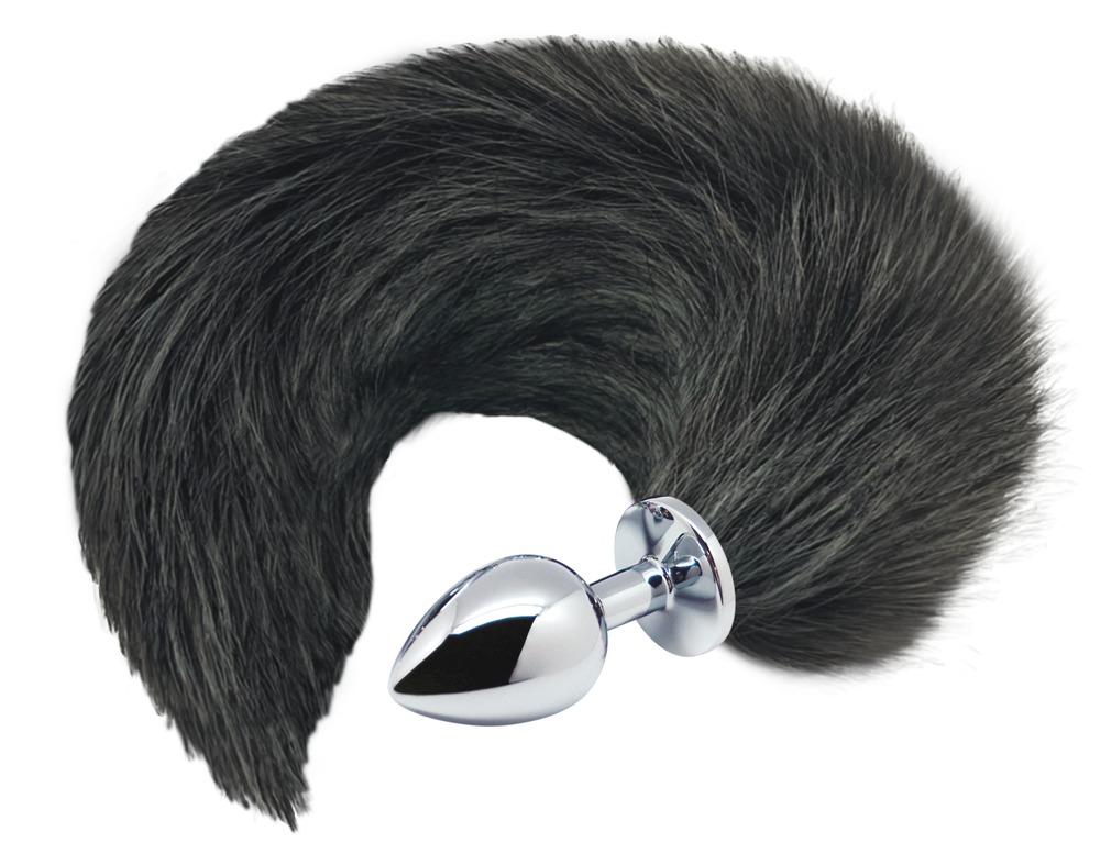 Alive Fox Tail M Dop Anal Negru Alb cu Coada de Vulpe 37 cm - imagine 5