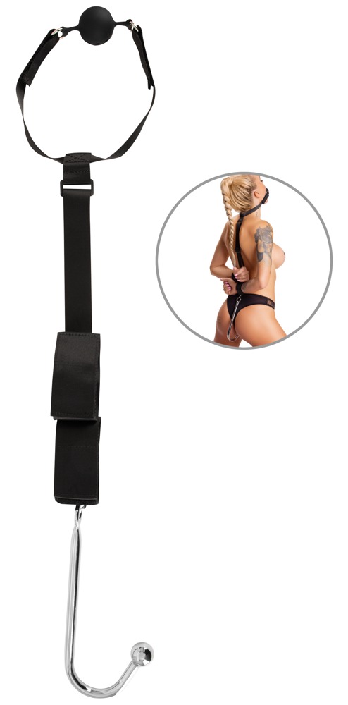 Bad Kitty Set Bondage cu Cătușe, Căluș și Cârlig Anal - imagine 2