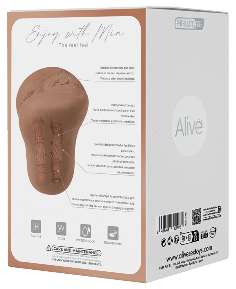 Alive Mia XL Super Masturbator 2 în 1 cu Texturi Interioare Realiste - imagine 7