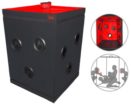 Secret Dome Scandale Cutie BDSM cu accesorii ventilație și iluminare LED Negru Roșu