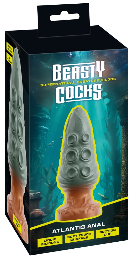 Beasty Cocks Atlantis Anal Dop Anal cu Ventuză și Design Reptilian 21 cm