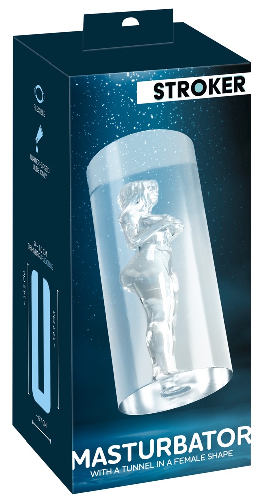 Female Shaped Tunnel STROKER Masturbator Transparent din TPE 14.2 cm