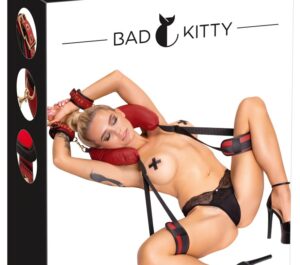 Set de Fixare cu Pernă pentru Gât și Coapse Bad Kitty Negru-Roșu