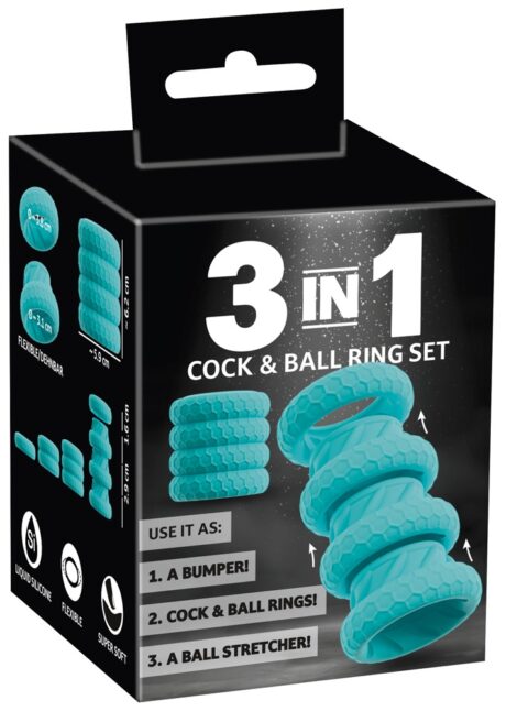 You2Toys 3in1 Cock & Ball Ring Set Set 4 Inele pentru Penis și Testicule din Silicon