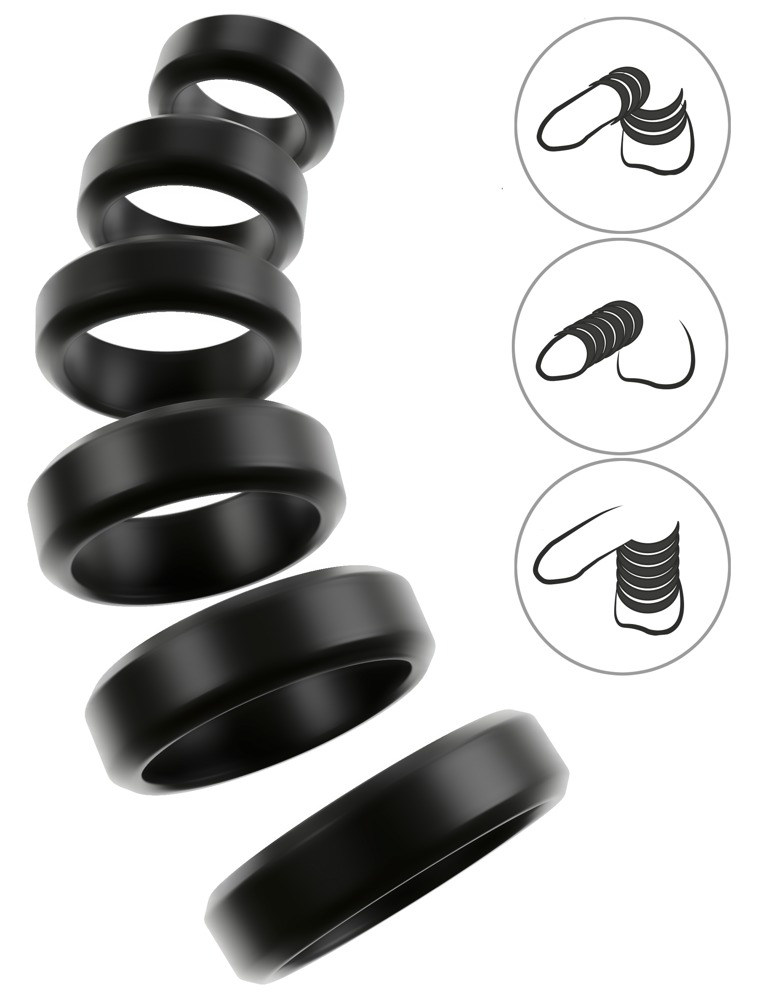 Cock & Ball Stretching Kit You2Toys Set 6 Inele din Silicon - imagine 2