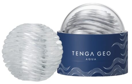 TENGA GEO AQUA Masturbator Transparent Reutilizabil cu Textură de Valuri și Lubrifiant Inclus