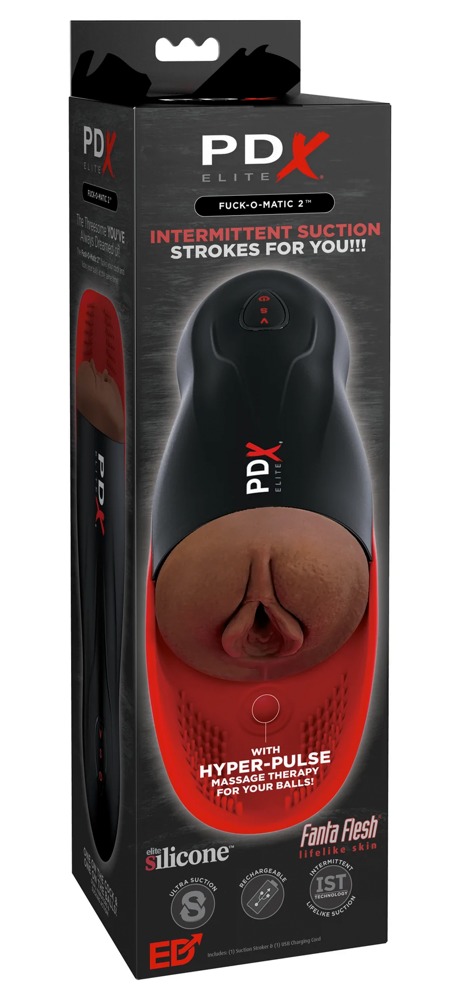 PDX Elite Fuck-O-Matic 2 Masturbator cu Aspirație Vibrații și Stimulator Testicular