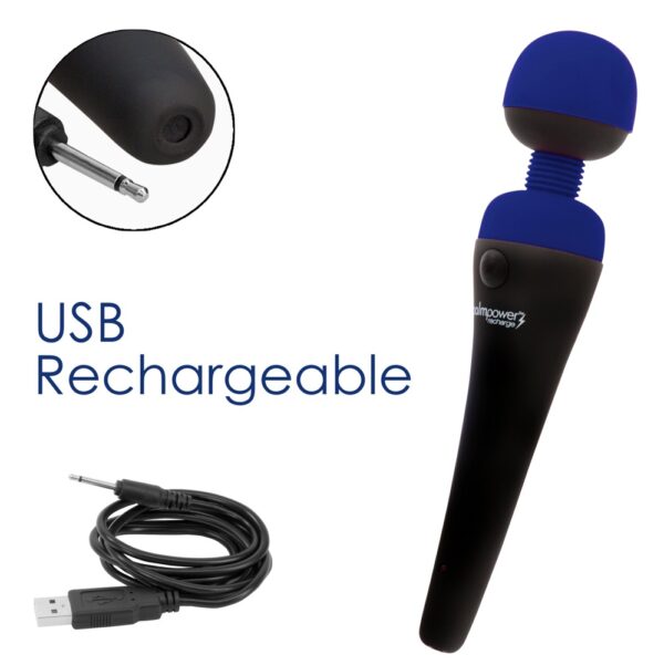 Palmpower Recharge Roz Vibrator Wand cu 2 Niveluri de Vibrație - imagine 15