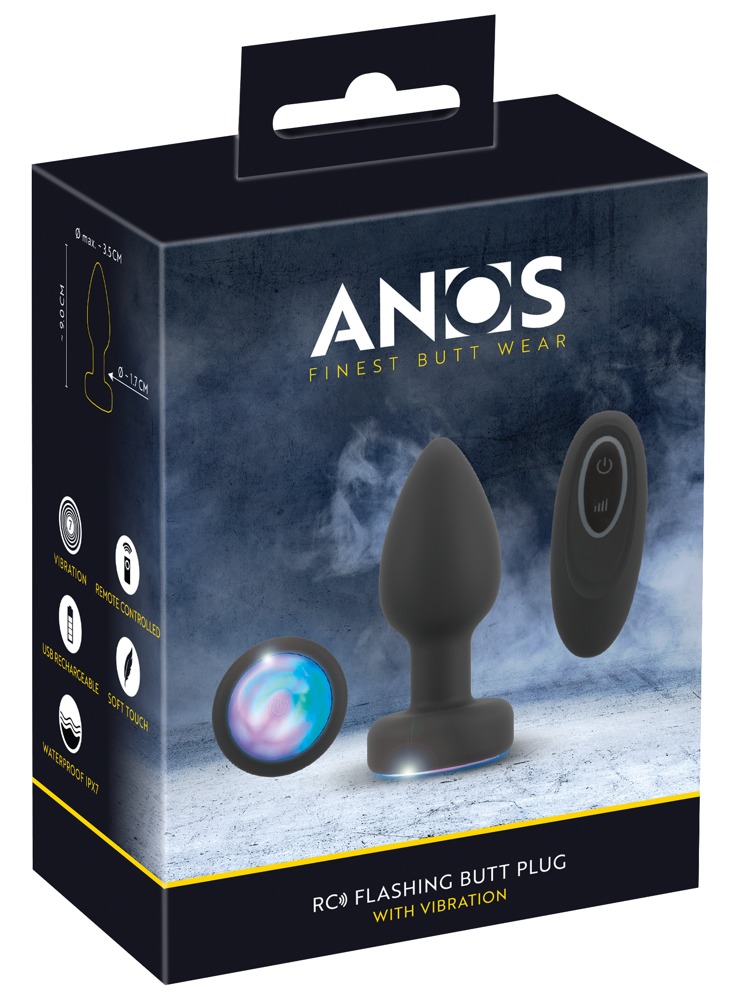 ANOS RC Flashing Dop Anal Vibrator cu LED și Telecomandă