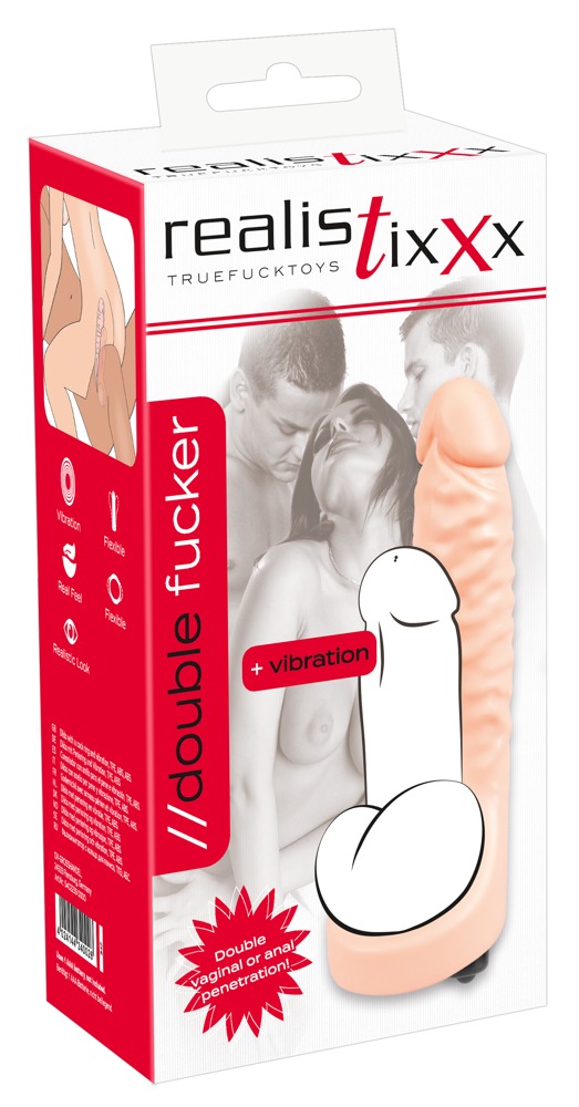 Realistixxx Double Fucker Cockring cu Dildo Dublu și Vibrator