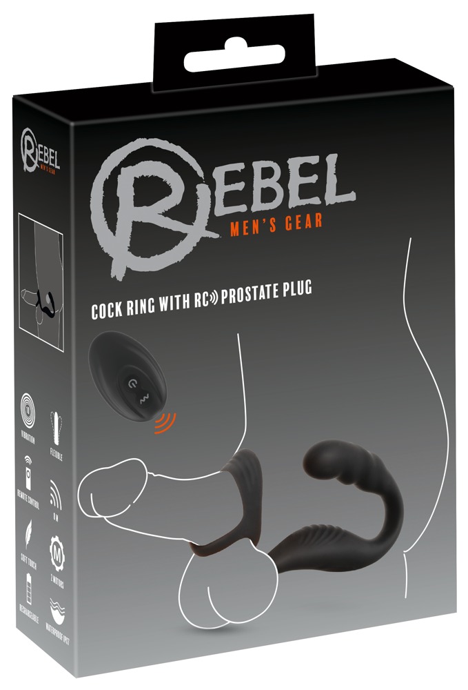 Inel pentru Penis Rebel cu Plug de Prostată RC – 2 Motoare, Telecomandă și Vibrații
