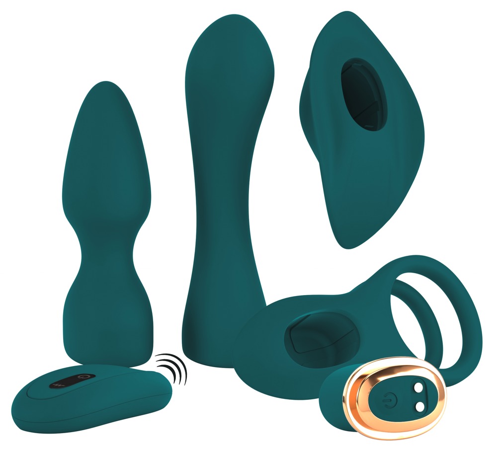 Couples Choice Mini Vibe cu 4 Accesorii – Set 5 Piese cu Vibrator și Telecomandă - imagine 3
