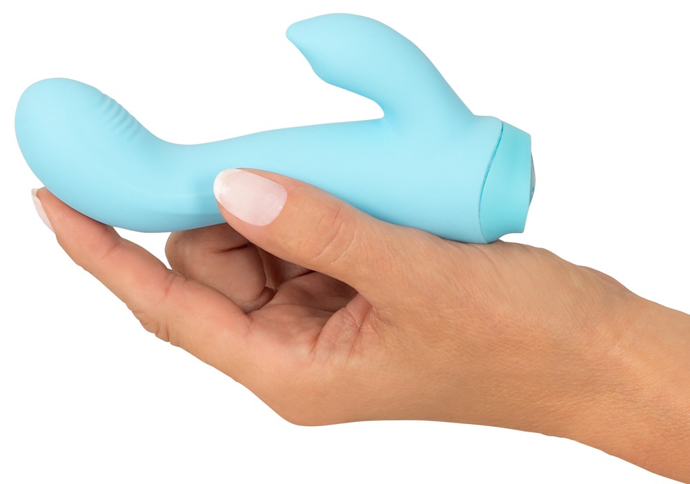 Cuties Mini Vibrator Rabbit Albastru Gen. 4 – Stimulare Duală, Flexibil și Reîncărcabil - imagine 7