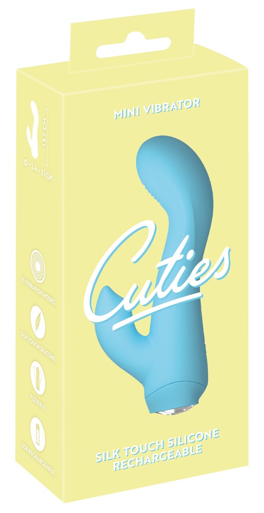 Cuties Mini Vibrator Rabbit Albastru Gen. 4 – Stimulare Duală, Flexibil și Reîncărcabil