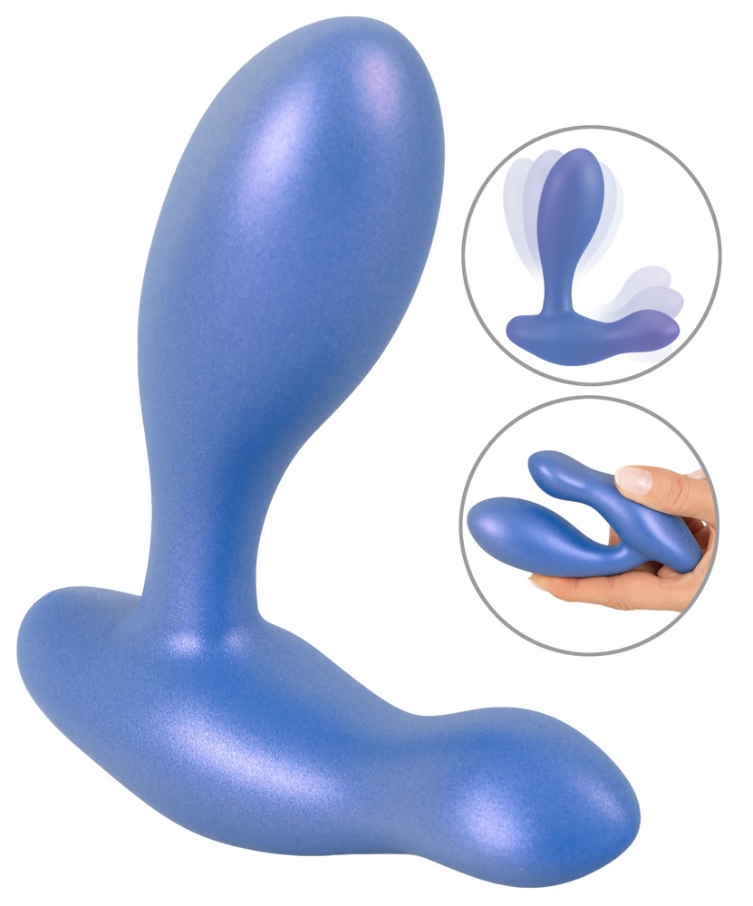 Sweet Smile Flexible Butt Plug Vibrator cu 2 Motoare pentru Prostată și Perineu, Metallic - imagine 2