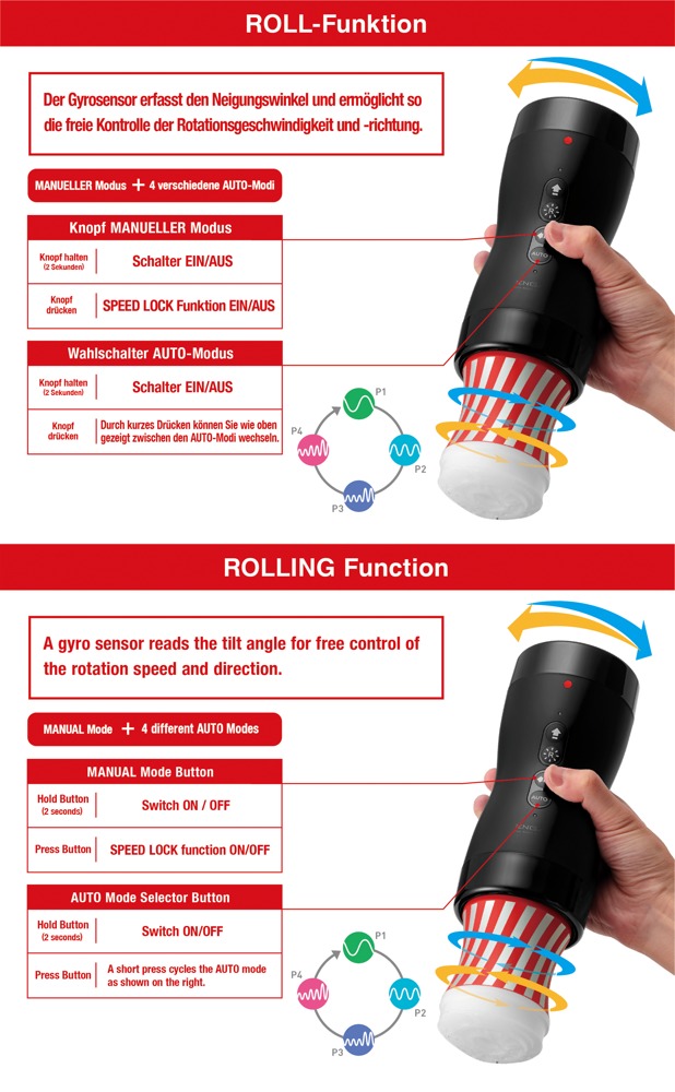 Tenga Vacuum Gyro Roller Masturbator Automat cu Rotație și Aspirație - imagine 4