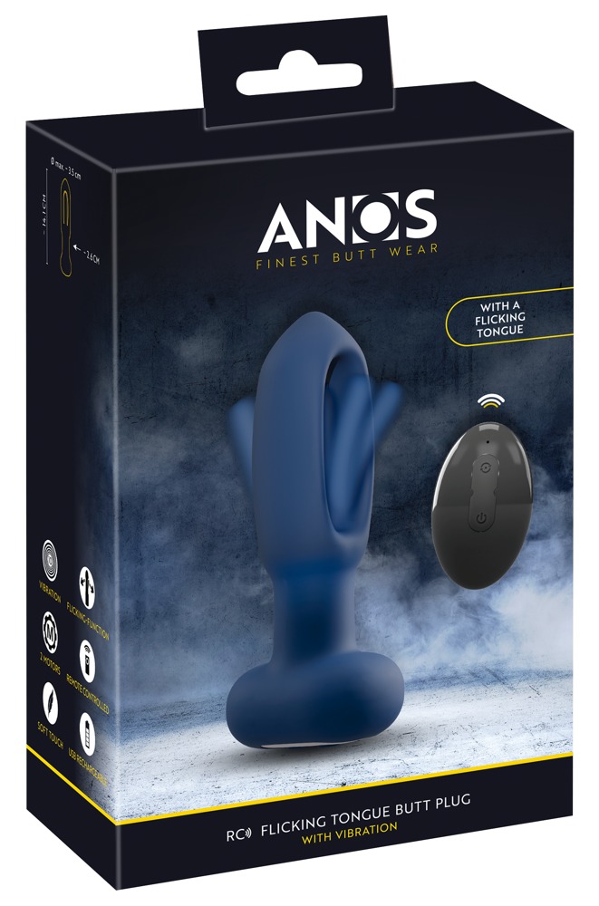ANOS Flickering Tongue Butt Plug Anal cu Vibrații și Telecomandă