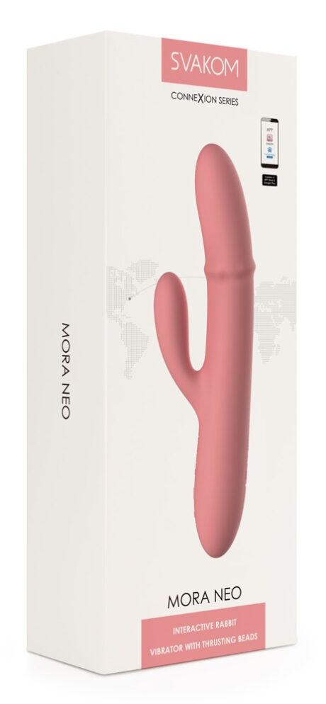 SVAKOM Mora Neo Peach Roz Vibrator rabbit cu bile de masaj și control prin aplicație