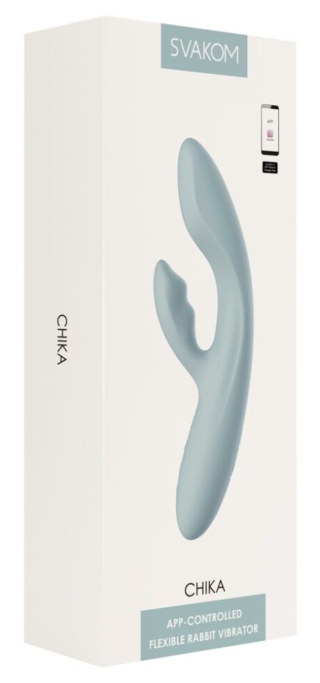 SVAKOM Chika Turquoise Gri Vibrator rabbit cu 2 brațe pentru clitoris încălzire și control prin aplicație