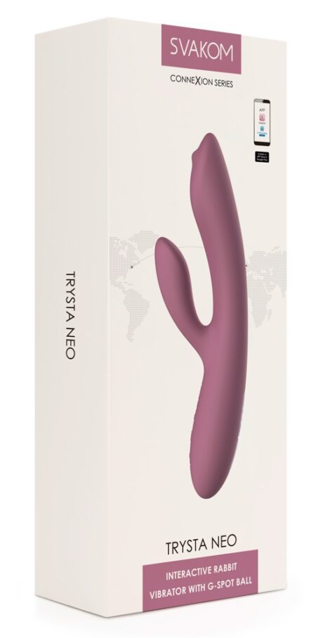 SVAKOM Trysta Neo Romantic Rose Vibrator rabbit cu stimulare punct G și control prin aplicație